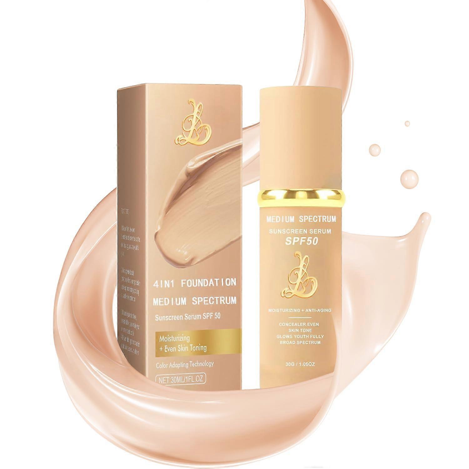 SPF 50 Full Coverage Foundation Waterproof Longwear Hydrating Formula for Natural Finish Medium