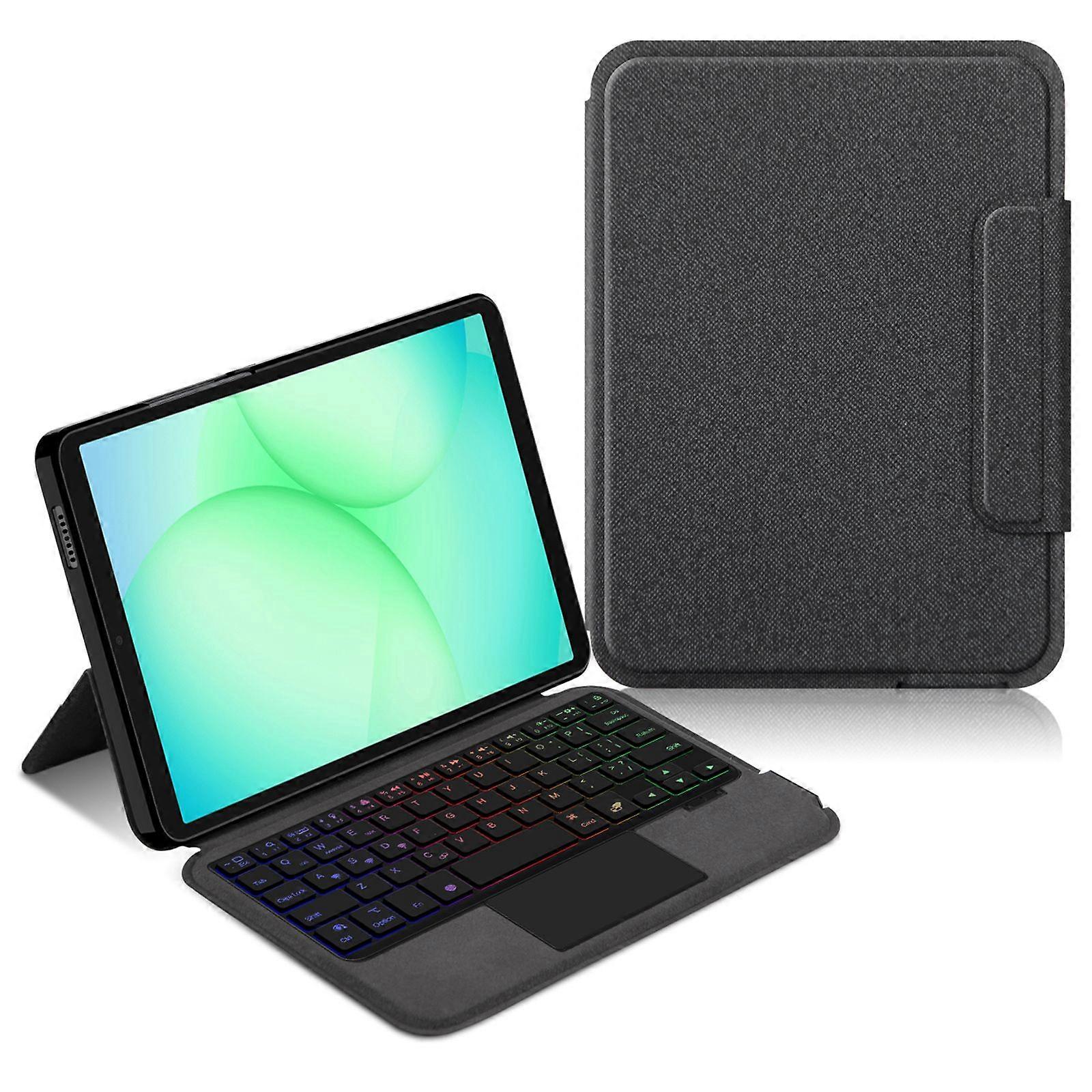 For Samsung Galaxy Tab A11 Leather Case + Touchpad Bluetooth-Compatible Keyboard with Backlit
