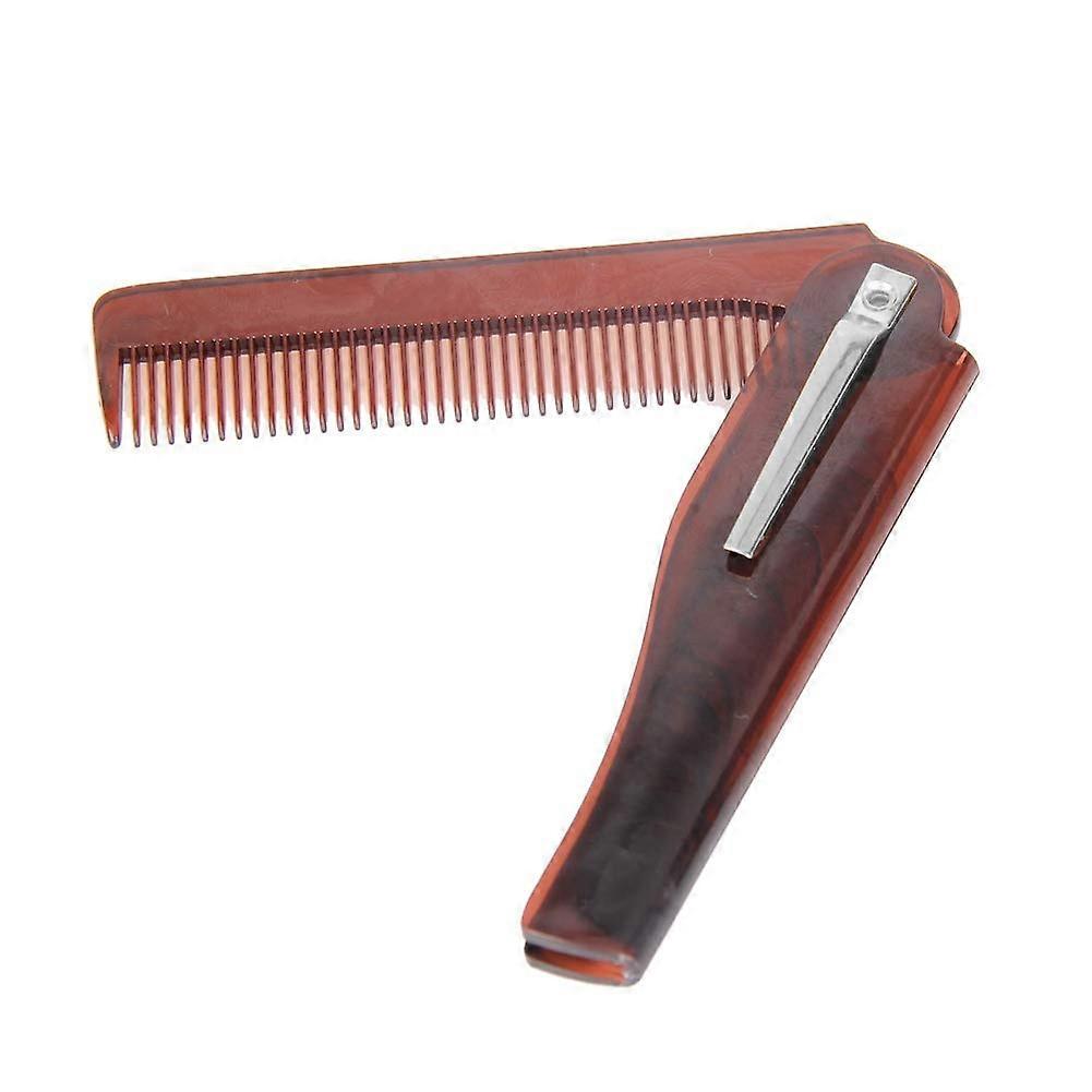 Folding Beard Comb for Men, Compact Pocket Grooming Tool for Beard and Mustache Styling, Black Coffee