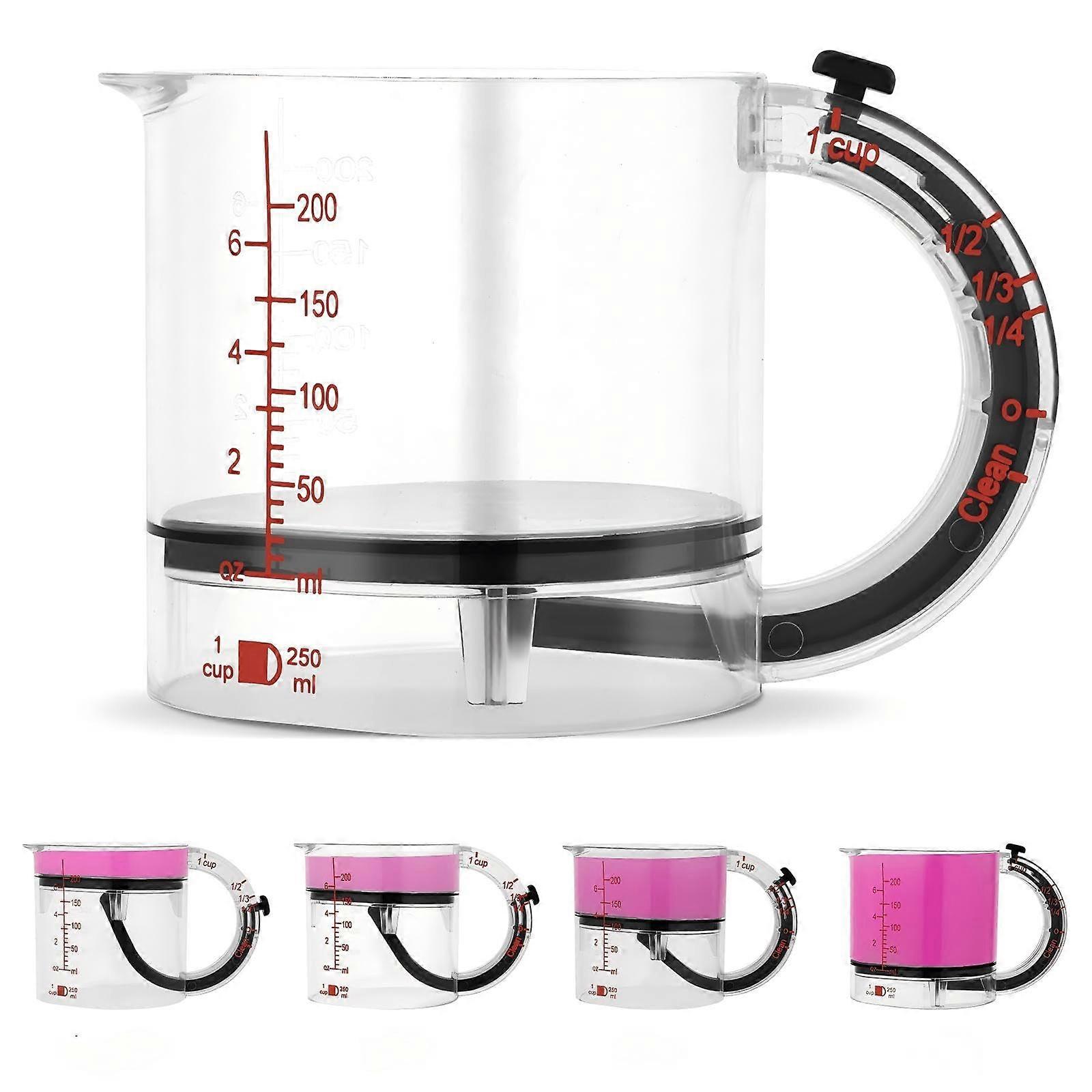 4in1 Adjustable Measuring Cup with Handle, Dual Scale Oz and Ml for Dry and Liquid Baking Cooking