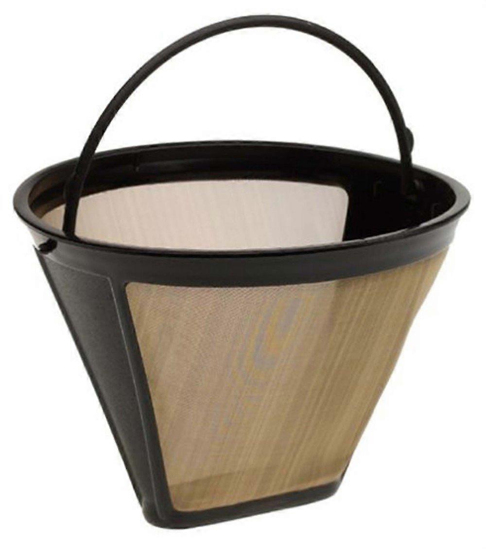 Permanent #4 Cone Coffee Filter Gold Tone Reusable 12 Cup Dishwasher Safe Fits Multiple Makers