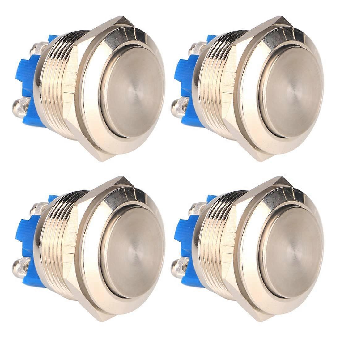 4pcs 22mm Latching Push Button Switch Waterproof Stainless Steel  Head IP67 5A