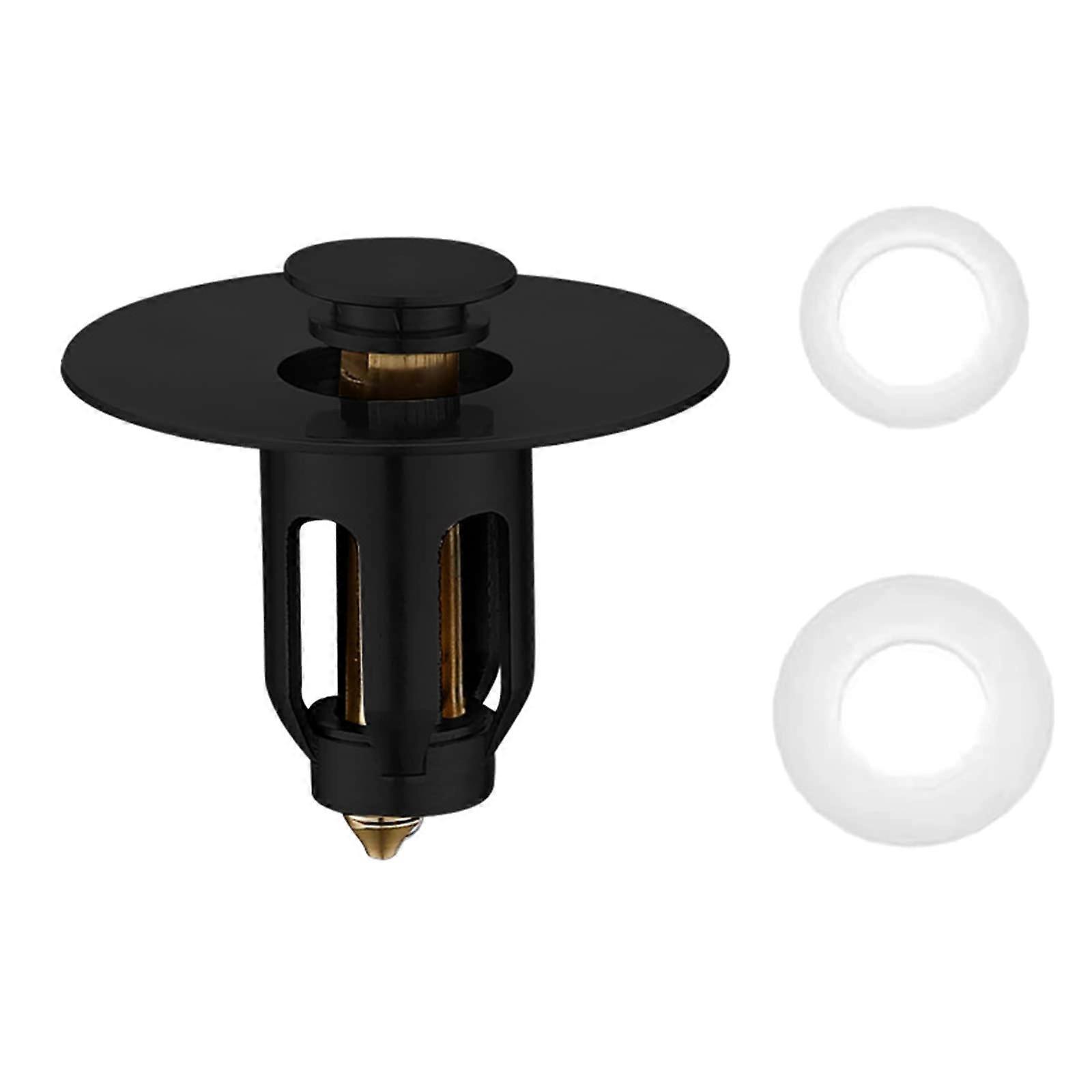 Black Bathroom Sink Stopper Universal Brass Basin Drain Plug with AntiClogging Filter
