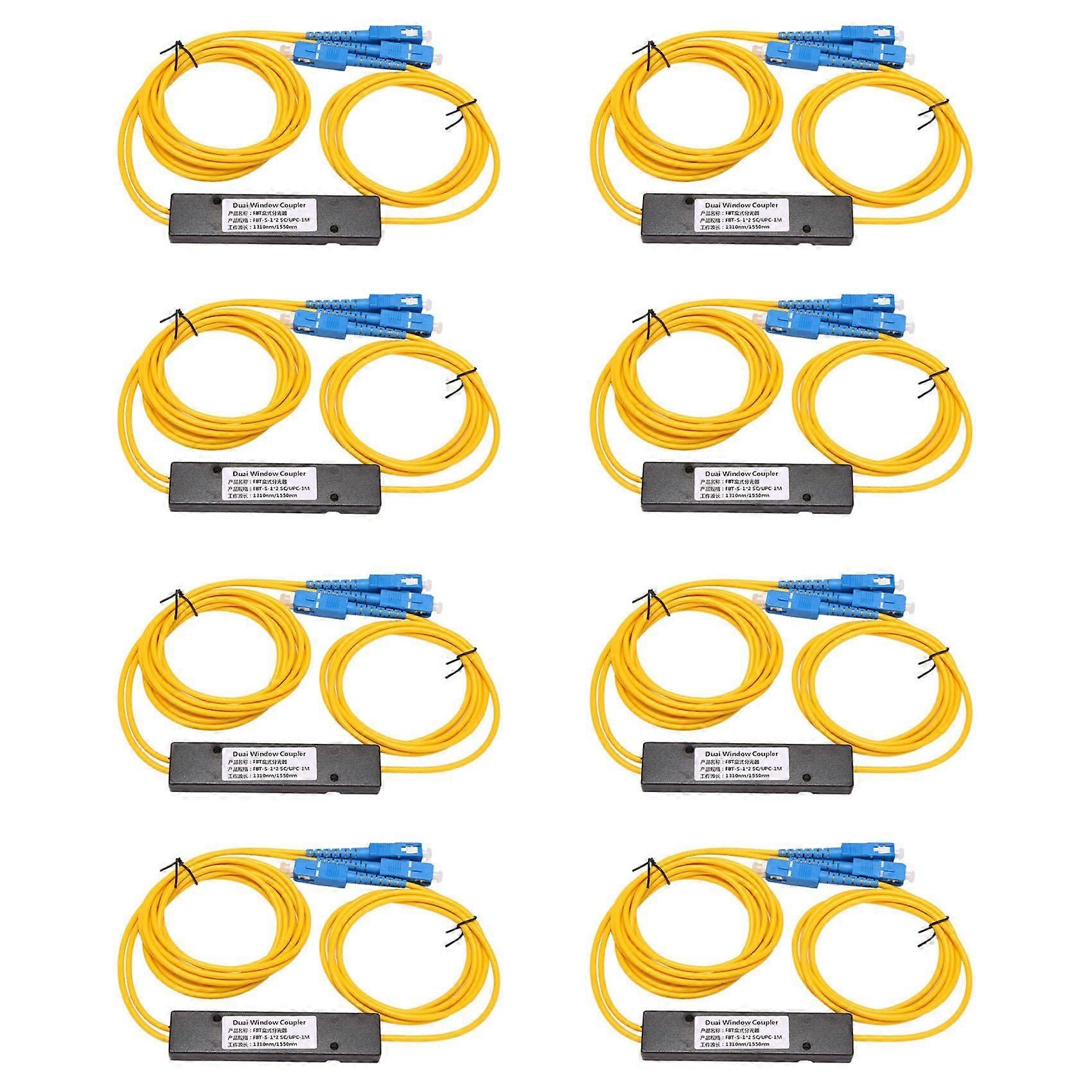 8X SC UPC 1x2 PLC Fiber Optic Splitter Singlemode FTTH with Stable Signal Distribution