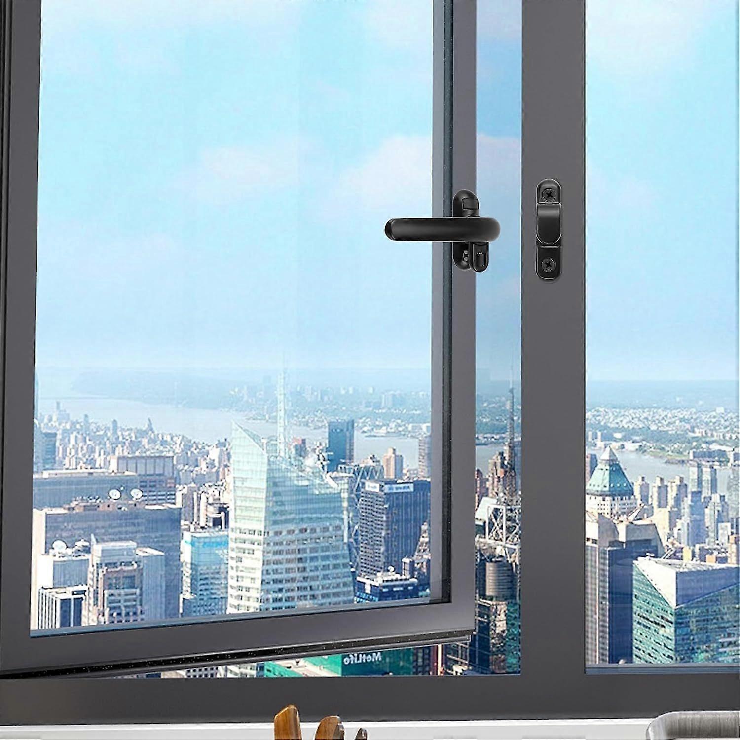 2Pcs Casement Locking Handle Left-Handed with Offset Base,Window Locking Handle