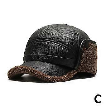 Gorra de béisbol de invierno para hombre, de piel sintética, estilo aviador, con orejeras, gruesa, cálida, resistente al viento, con lengüeta para mantener el calor.
