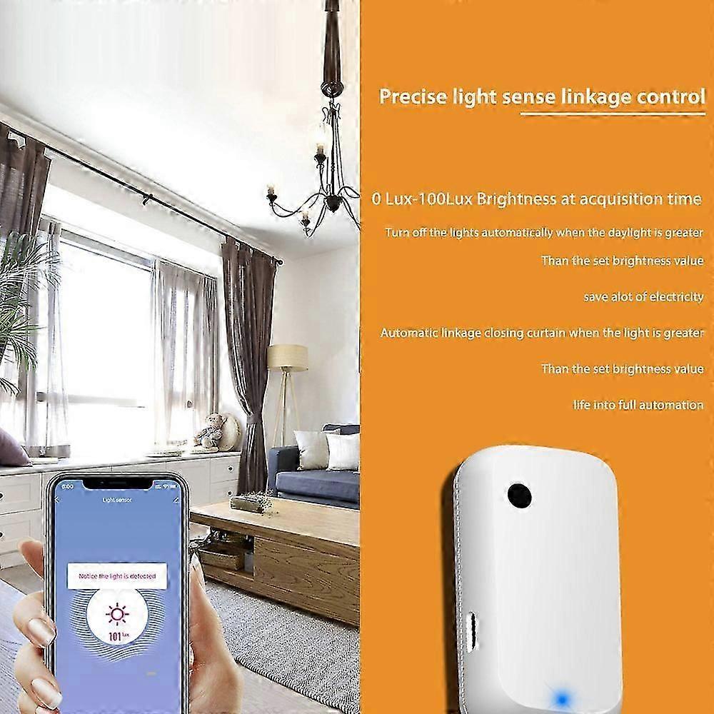 Tuya ZigBee Light Sensor Intelligent Home Illumination Sensor Linkage Control Brightness Sensor Work with Tuya Device Compatible with Alexa Home