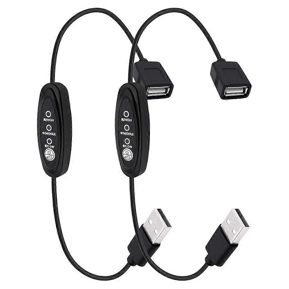 2pcs USB Cable with Inline Switch, 3-Speed Adjustable Control for LED Strips, Fans, Motors