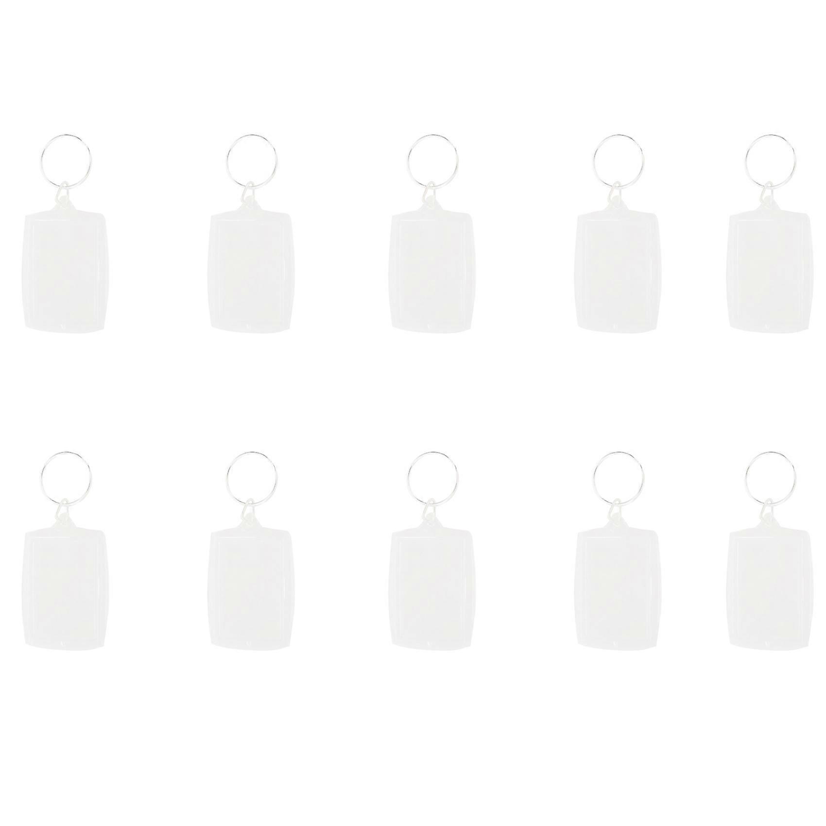 100Pcs Transparent Blank Insert P o Picture Frame Key Ring Split Keychain