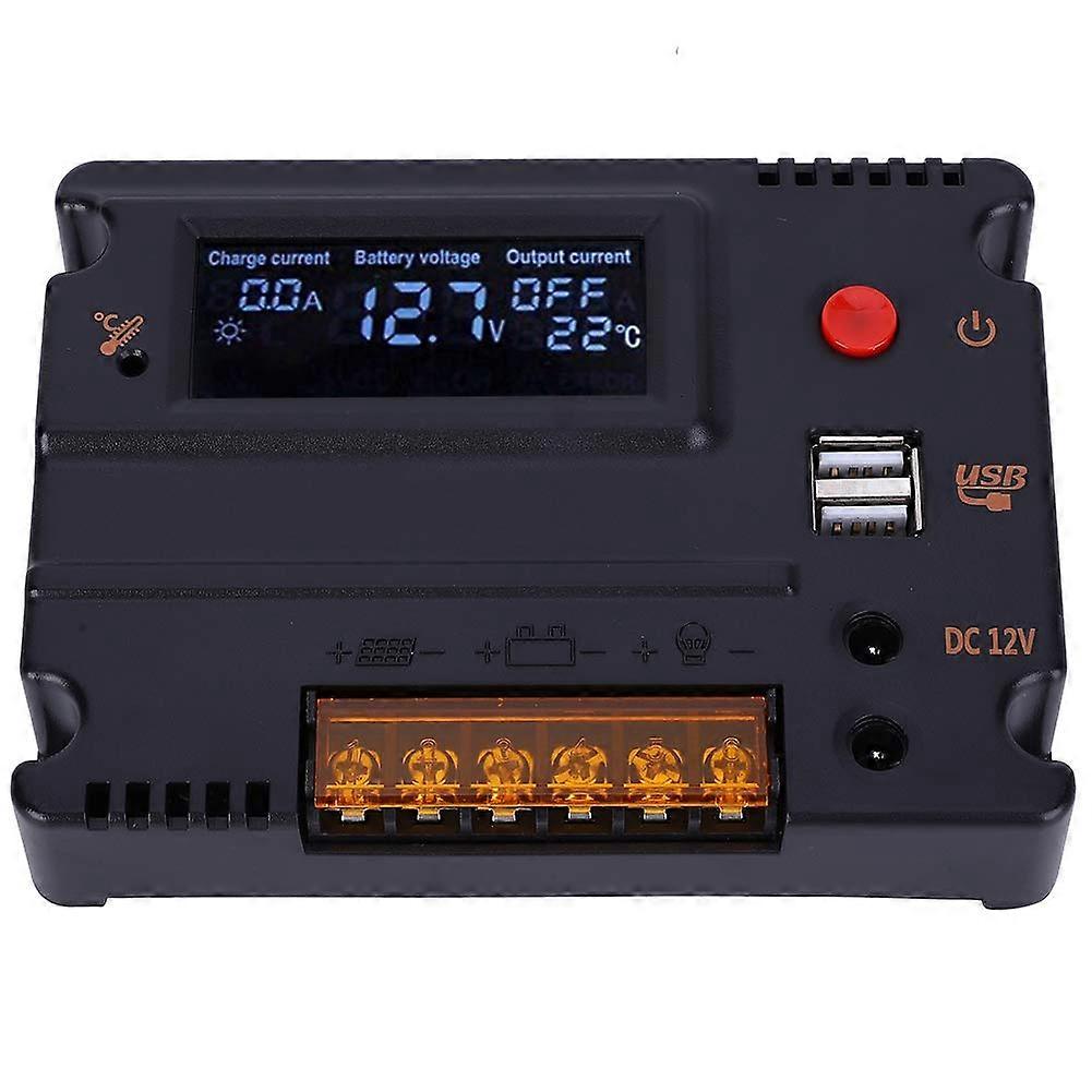 Solar Charge Controller with LCD Display and USB 5V Output for 12V Lighting and Phone Charging