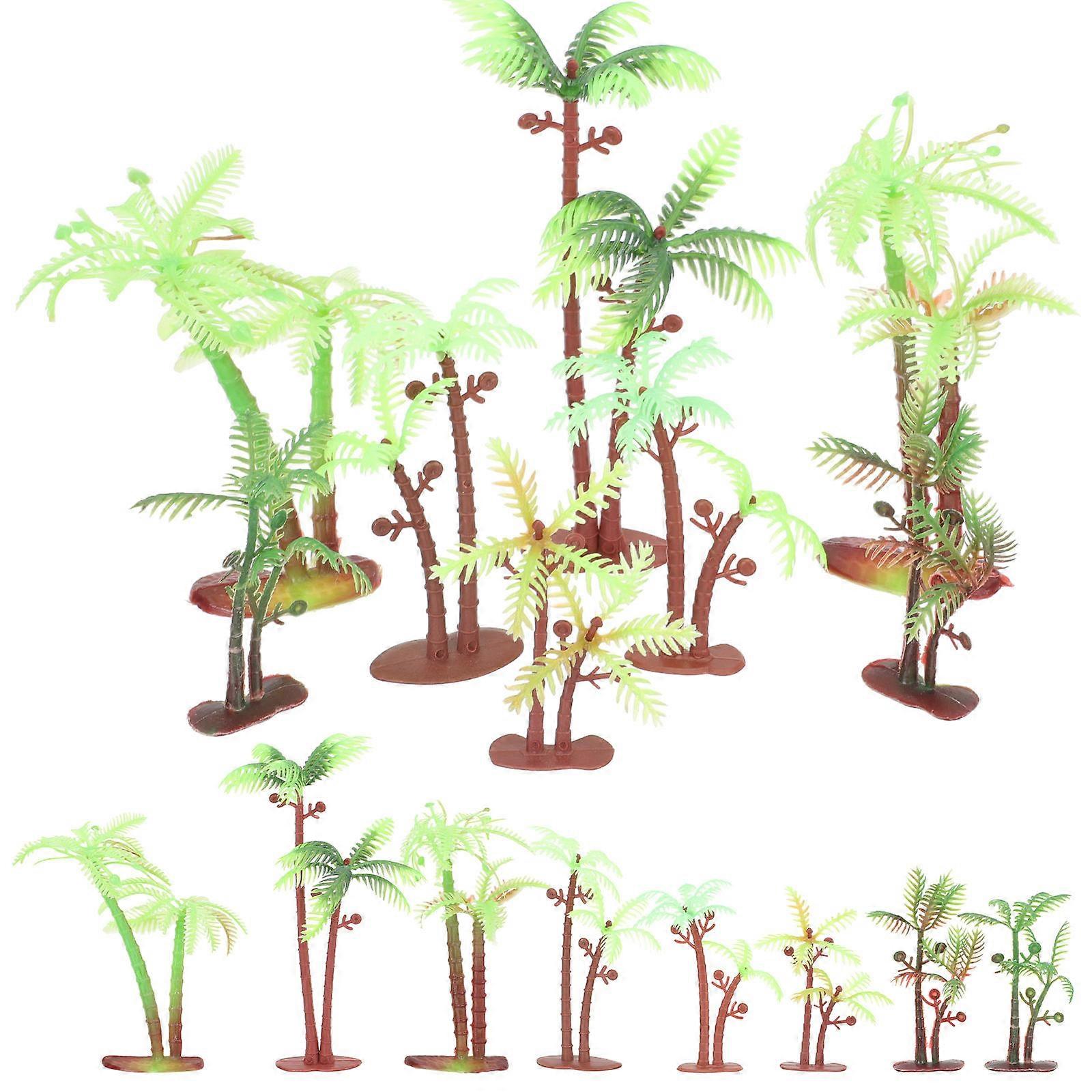Aquarium Plants Plastic Coconut Tree Ornament for Decor 40Pcs