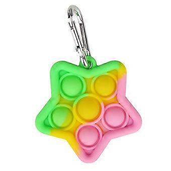Sensory Toy Five Point Star Shaped Bubble Keychain Toy Stress Relief Hand Toys for Kids Adults
