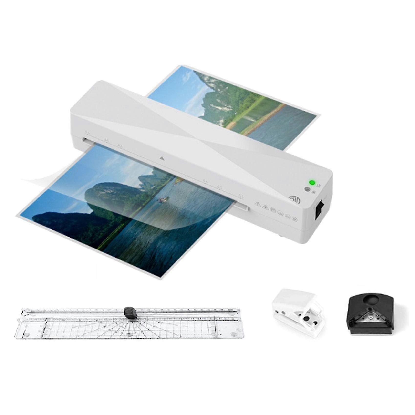 A4 Hot Press Automatic Plastic Sealing Machine+hole Punch+corner Rounder+paper Cutter Eu Plug