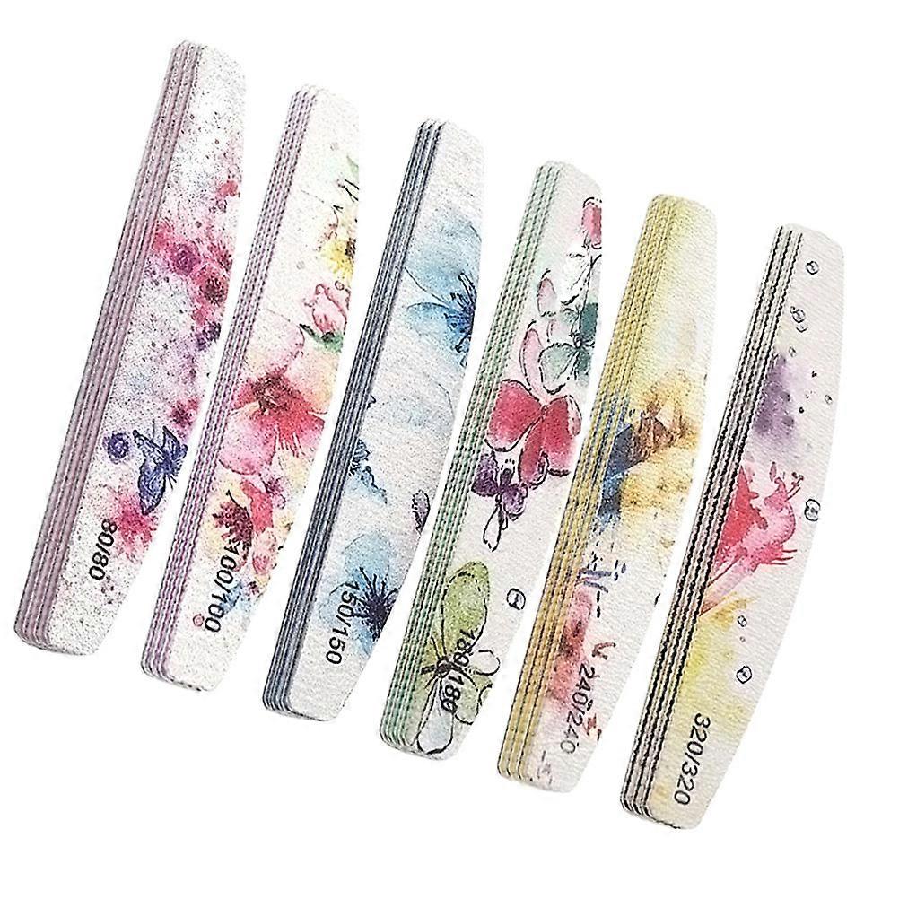 Nail Buffer Blocks 18Pcs Printed Nail File Professional Nail Technicians Manicuring 18x2.8cm Crescent Moon Shape Blue