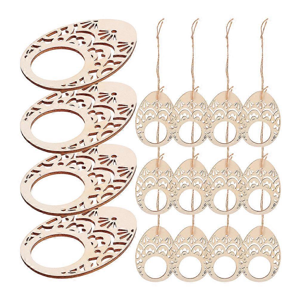 Wood Easter Egg Shaped Napkin Ring Holders for 30Pcs DIY Napkin Ring Decor