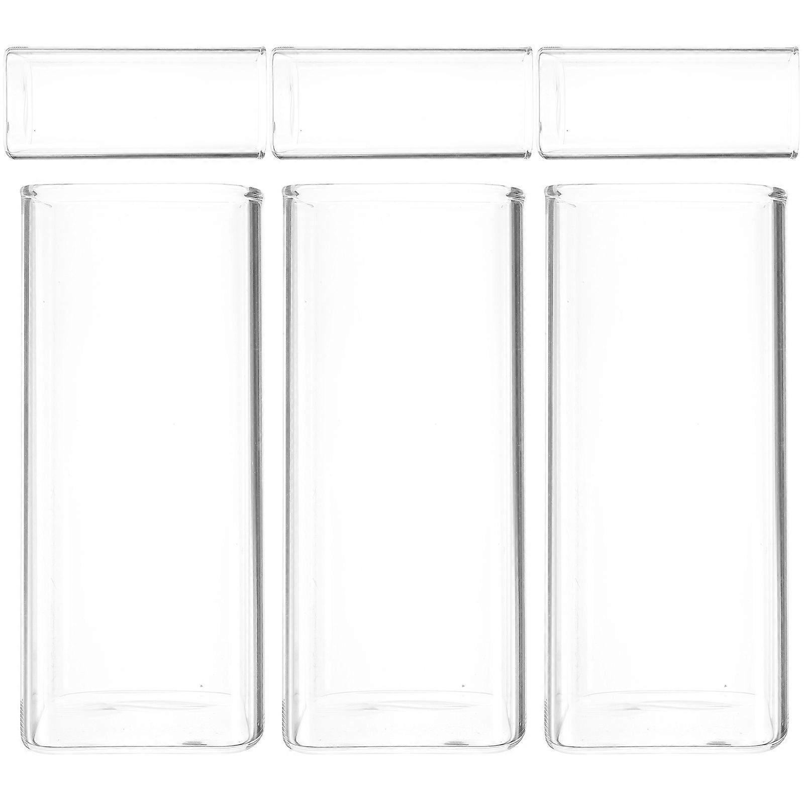 Glass Water Cups Square Design for Coffee Tea Drinks 6Pcs