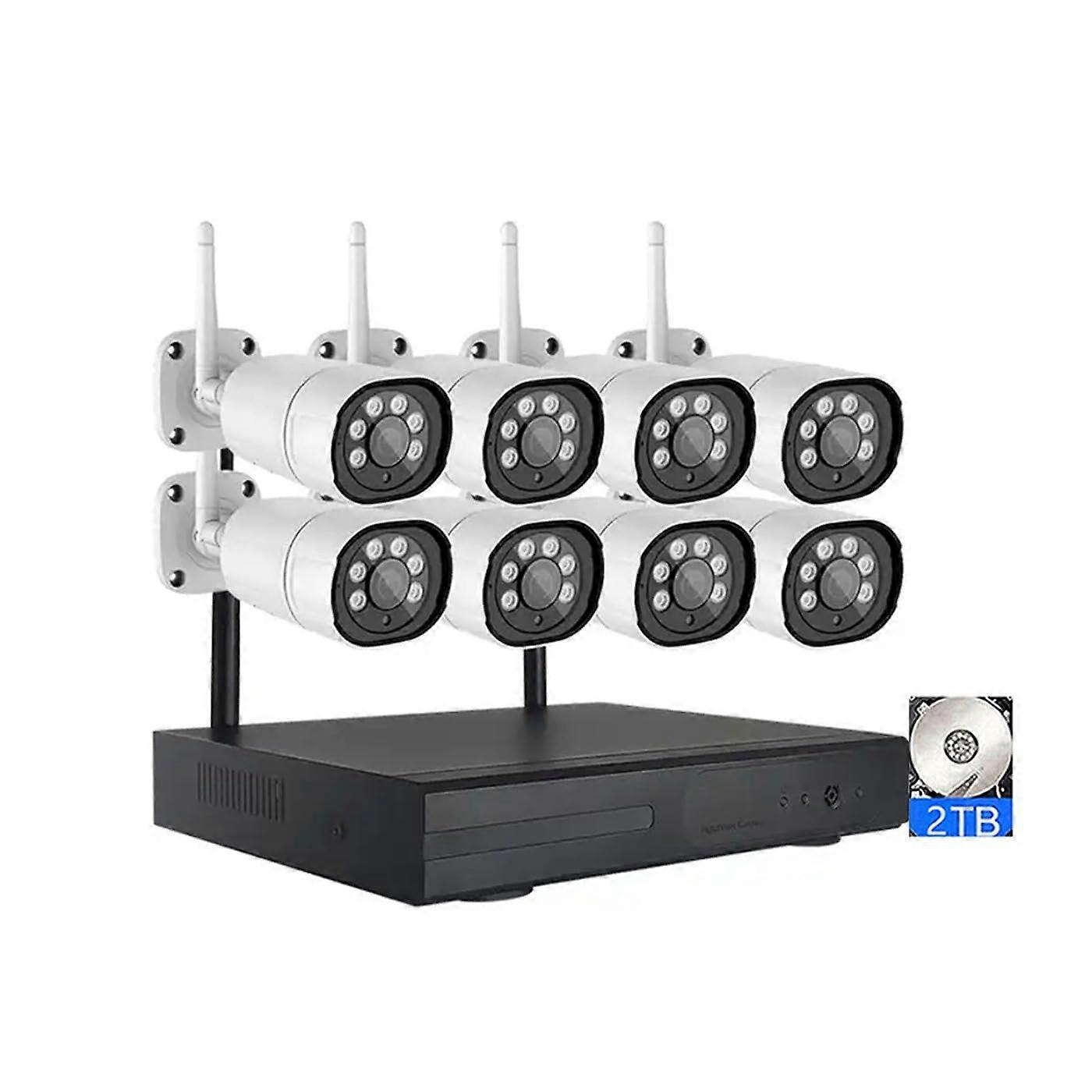 8CH Wireless Security Camera System with 3MP HD Outdoor WiFi Cameras, 2TB NVR, Motion Detection, Remote Viewing