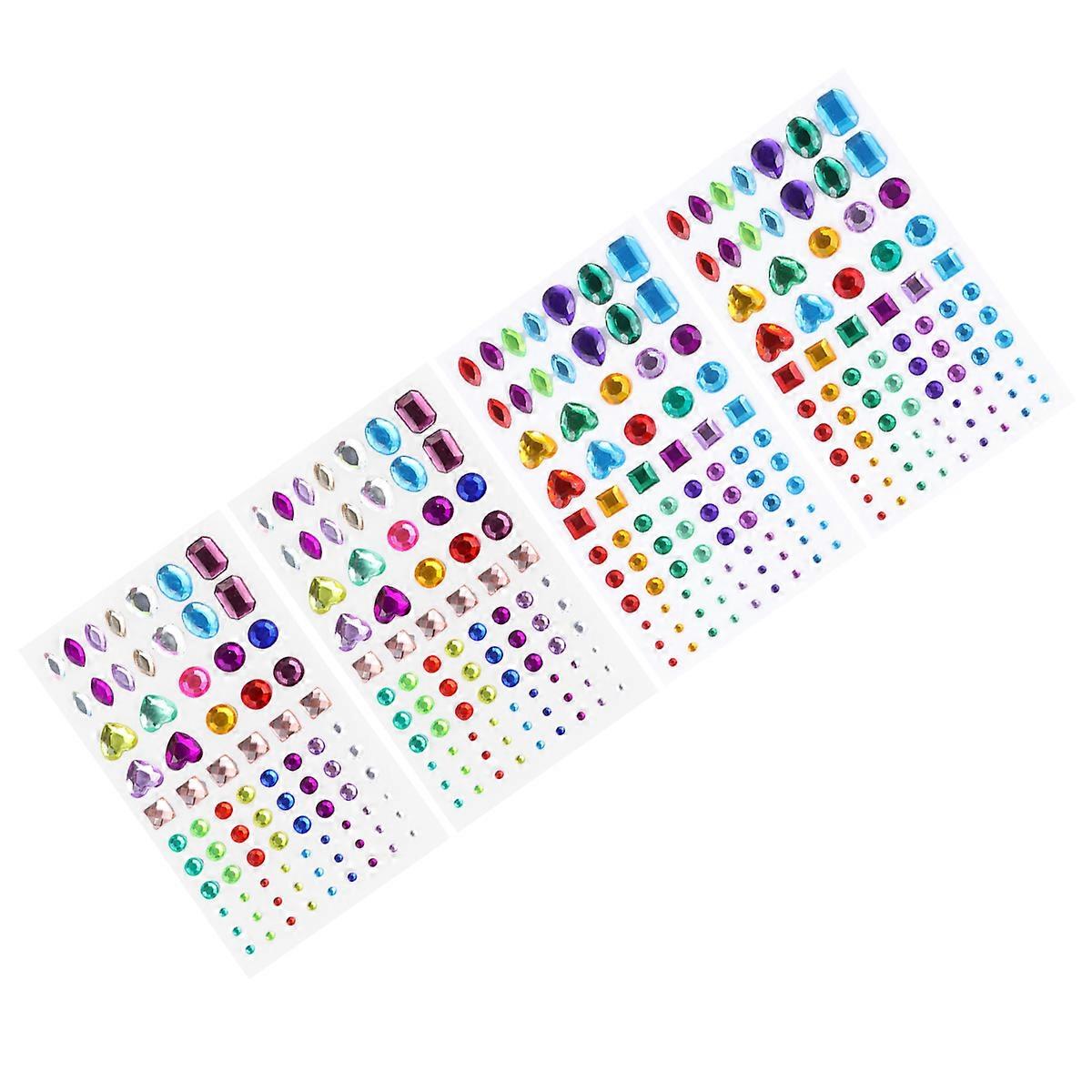 Creative Rhinestone Sticker 4 Sheets for Decoration with Assorted Colors
