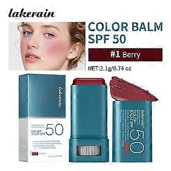 Color Balm SPF 50, stick idratante multiuso per labbra e guance, balsamo blush illuminante naturale con protezione solare, 2,1 g