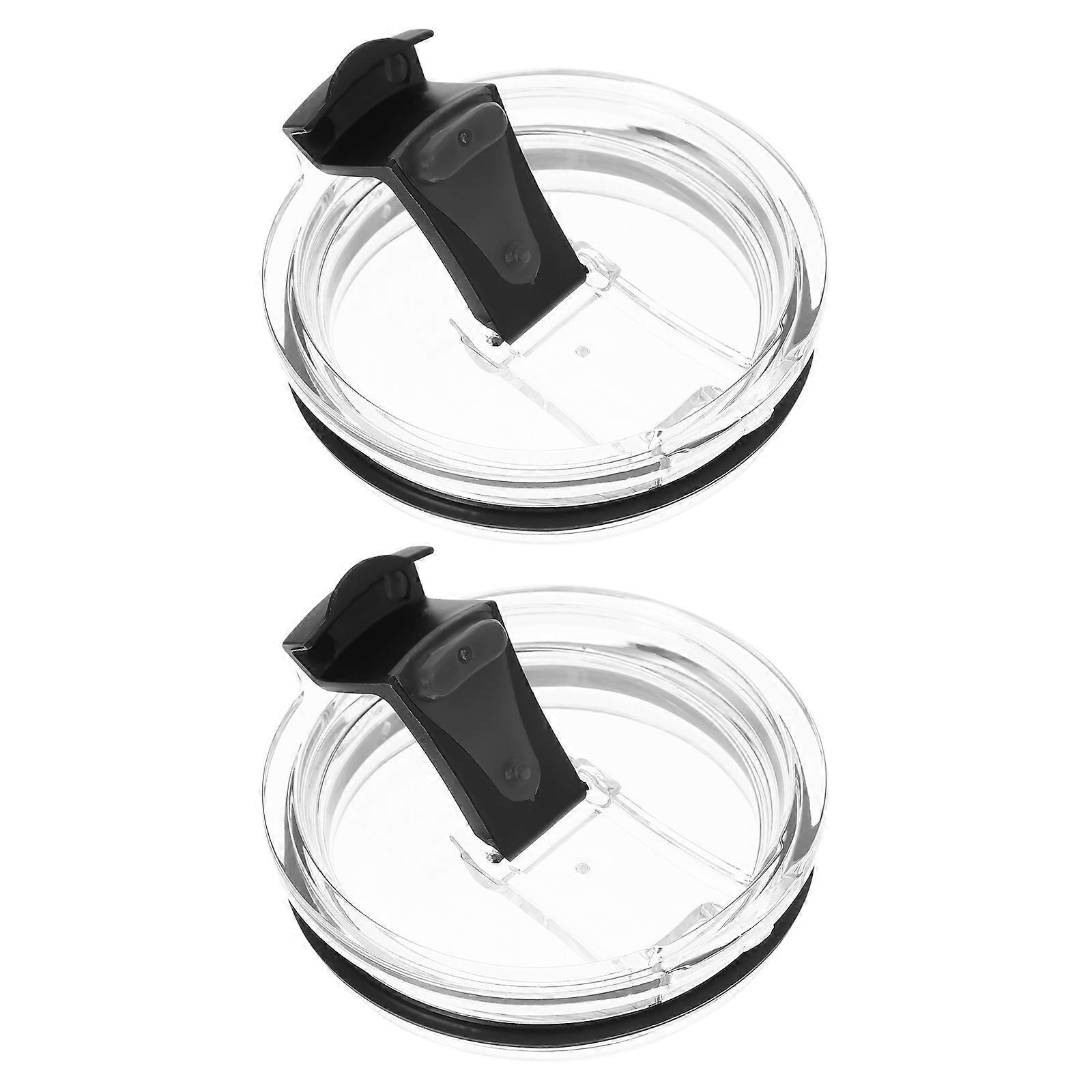 Lid for Coffee Mug Universal Spill-Proof Function General Users Black 2Pcs
