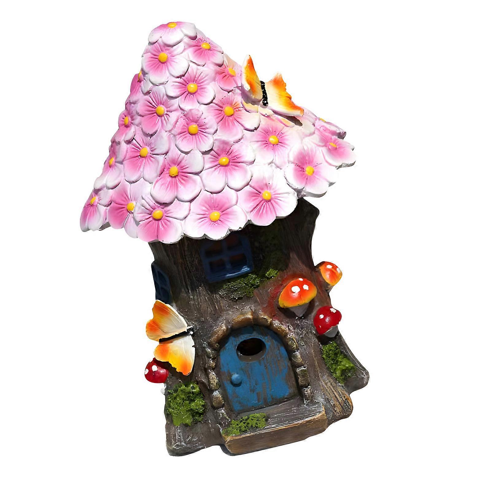 Climate Resistant Solar Garden Lighting Automatic Brightness Adjustment Solid Resin Construction For Outdoor Decoration  Pink