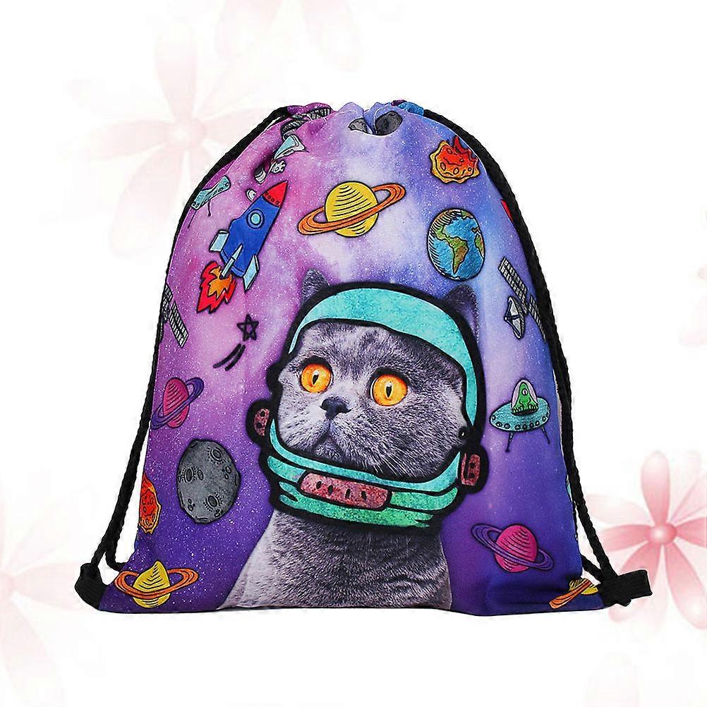 Space Cat Drawstring Backpack for Storage with Multi Design
