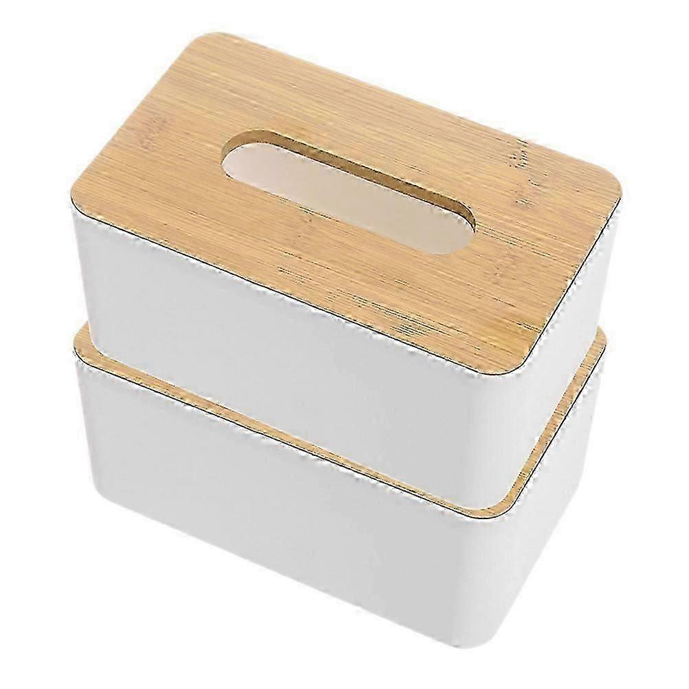 Khaki Wooden Tissue Box Cover for Decor Rectangular 2Pcs Tissue Holder