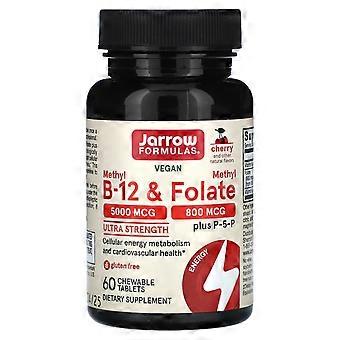 Jarrow Formulas, Vegan Methyl B-12 & Methyl Folate, Ultra Strength, Cherry, 60 Chewable Tablets