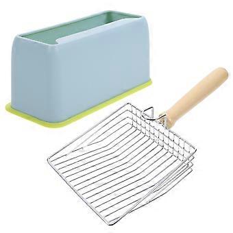 Pelle à litière pour chat en acier inoxydable, 1 pièce, manche bleu ciel