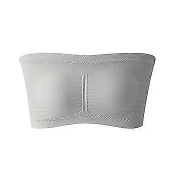 Strapless Padded Bralette Classic Layering Wireless Bra Detachable Pad For Women#silver Grey