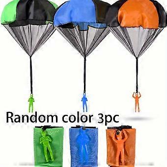 Parachute Toy 3 Pack, Tangle-Free Throwing Flying Toy with Plastic Figurines, Outdoor Play Gift for Kids, Assorted Colors