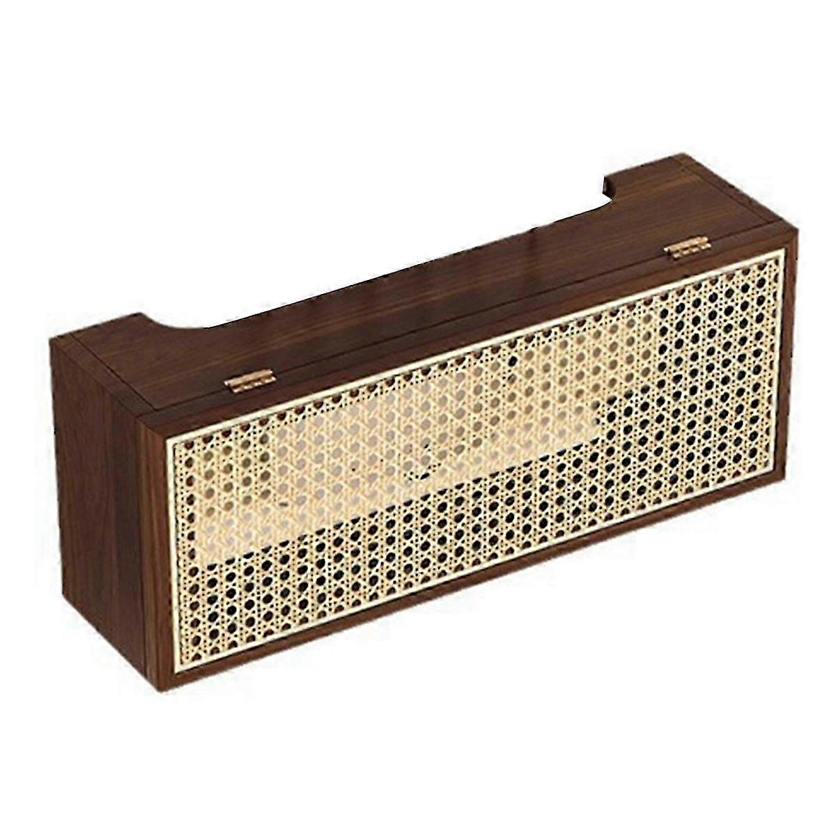 Vintage Solid Wood Rattan Wireless Router Storage Box Wall-Mounted