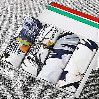 Cuecas Boxer Masculinas Sem Costura Estampadas, Pacote com 4, Roupa Íntima Respirável para Uso Diário
