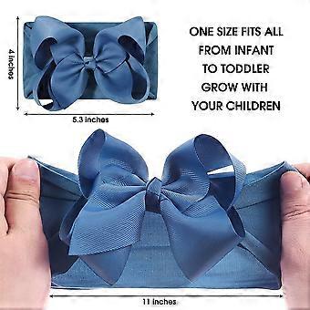 Fasce per capelli in nylon con fiocco in nastro grosgrain, 13,5 cm, turbante morbido, 9 pezzi per neonate, bambine e lattanti (40KF-fiore in nastro)