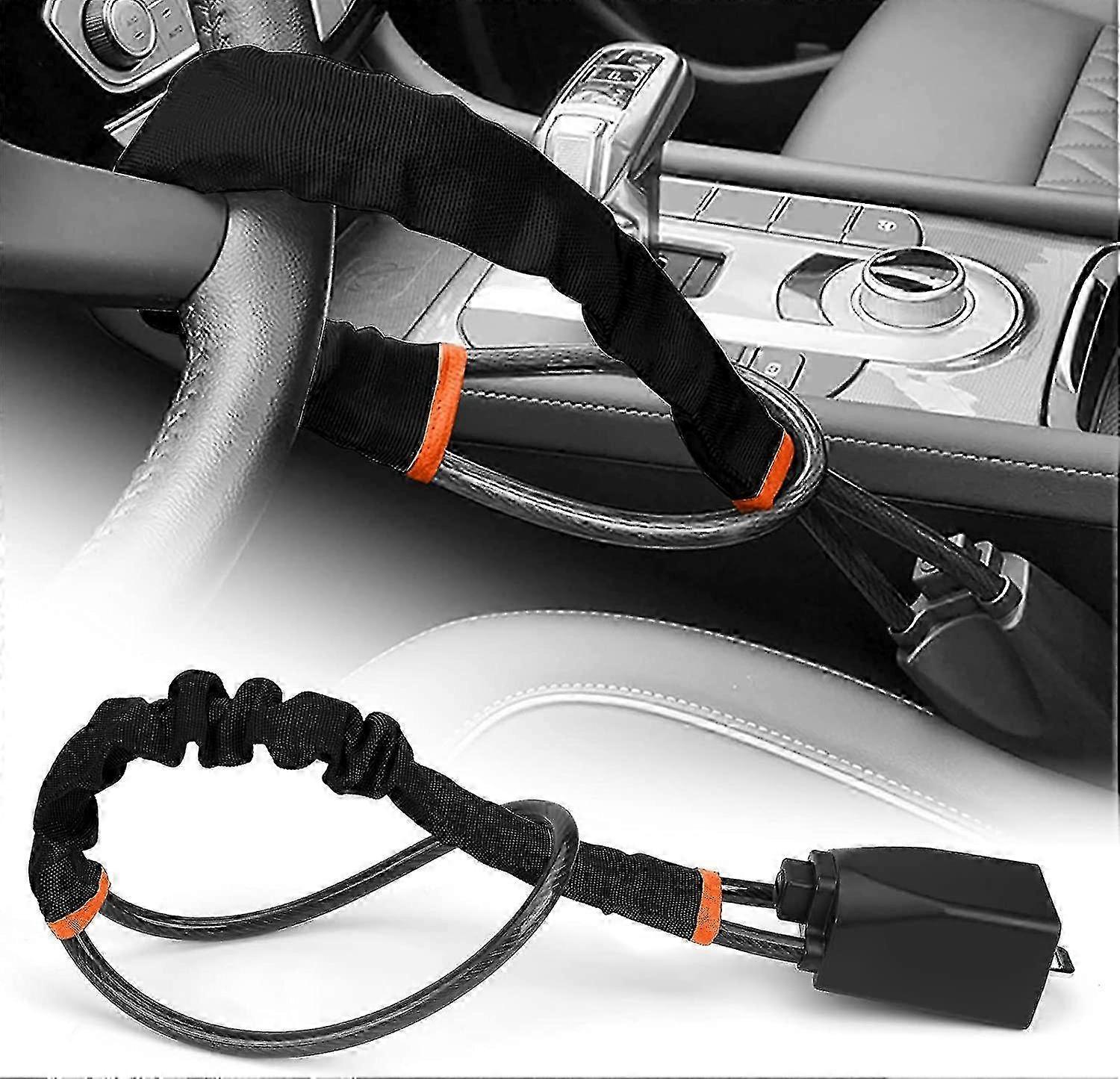 Compatible with steering wheel locks, anti-theft car security device (black)