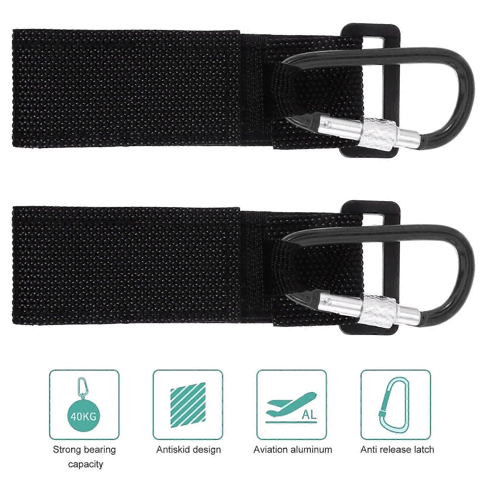2 PCS Pram Hook PU Hook and Loop Strap Aluminum Alloy Stroller Pram Hook