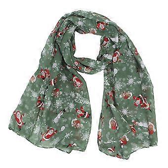 Kerstsjaal met boomprint, perfect als cadeau voor dames.