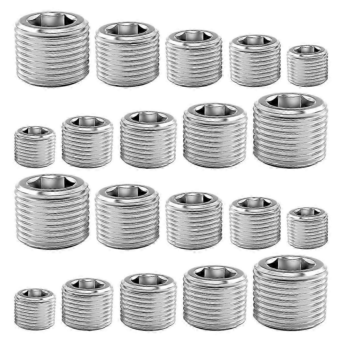 Kit Combo Acessórios Pipe Plug, 1/8 polegadas 1/4 polegada 3/8 polegadas 1/2 polegadas 3/4 polegadas NPT Masculino Hexagonal Th