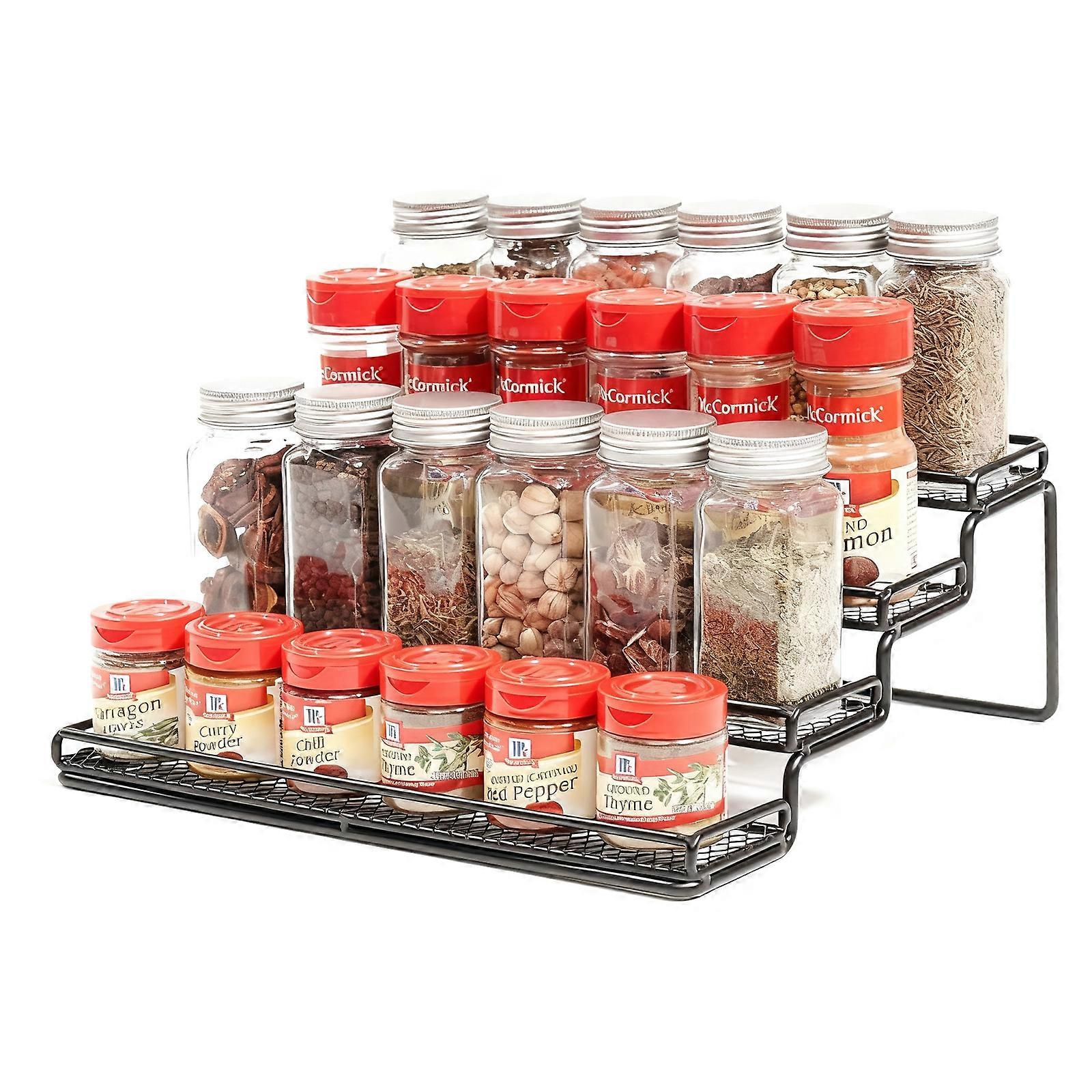 Durable Coated Tiered Spice Shelf for Efficient Kitchen Storage