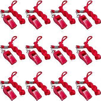 Plastic Sports Whistles with Lanyard - 12 Packs for Coaches, Referees, Lifeguards