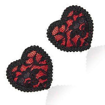 Heart Shape Breast Pasties Lace Silicone Reusable Adhesive Nipple Covers Chest Stickers Bra for Women Nightclub Party Red