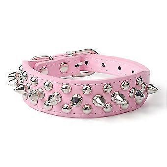 Pet Collar with Anti-Chew Rivets Medium to Large Dog Collar Punk-Style Cat and Dog Collar 26-27