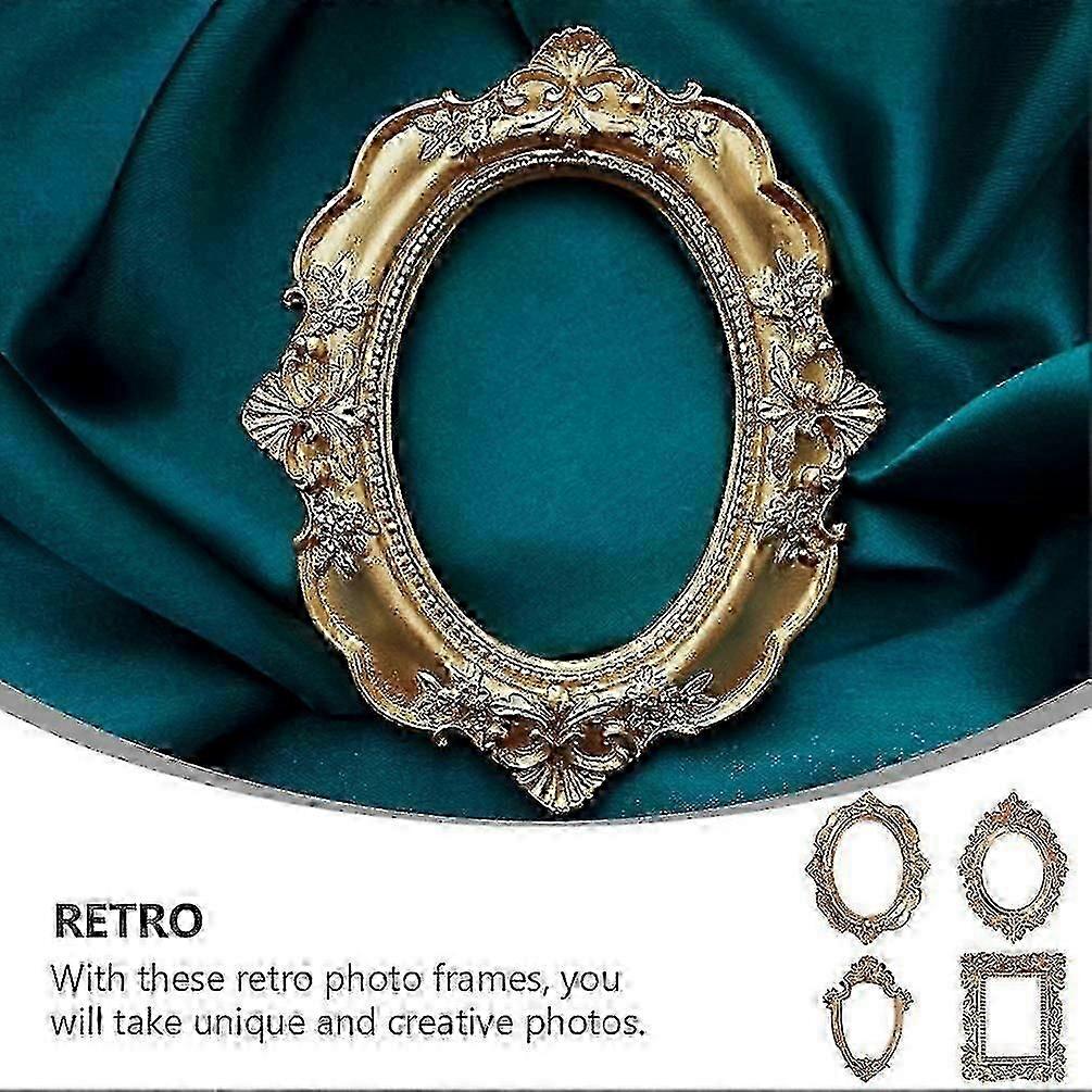 4 Pcs Vintage Photo Frames Antique Style Wall Hanging Tabletop Display