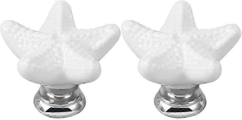 2pcs Starfish Shape Ceramic Cabinet Handle Pulls
