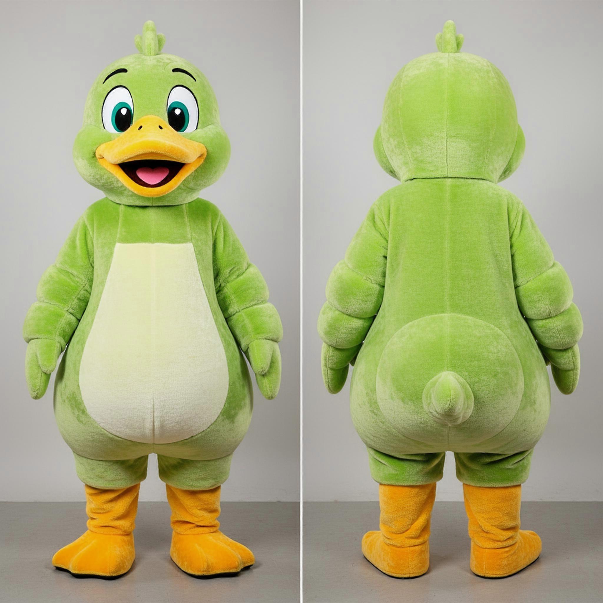 MASTICOT Lime Green Feathered Geese Mascot