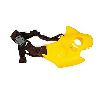 Washable Dog Mouth Guard with Formed Plastic Cage, Ventilation Openings and Regulable Head Belt for Routine Pet Handling  Yellow XL