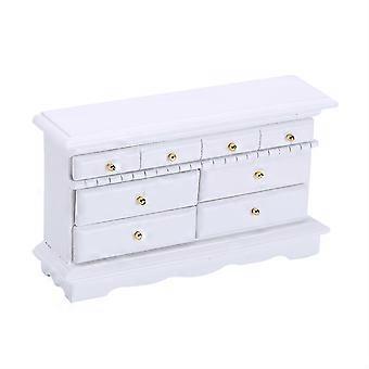 White Wooden TV Cabinet Model for Doll House Decor 2Pcs Mini Furniture