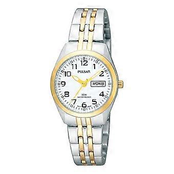 Pulsar Ladies Stainless Steel Day Date 26mm 5ATM Watch PN8006X1