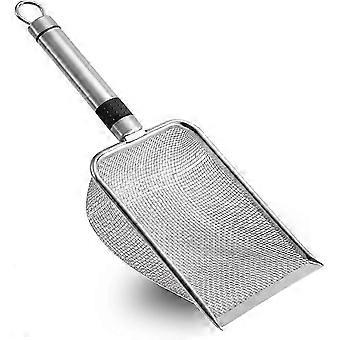 Cat Litter Scoop, Stainless Steel Mesh Scooper Litter Cleaner Corner Shovel, Sifter Fine Mesh Metal Cleaner For Litter Box (Hole:5mm) Silver zddk
