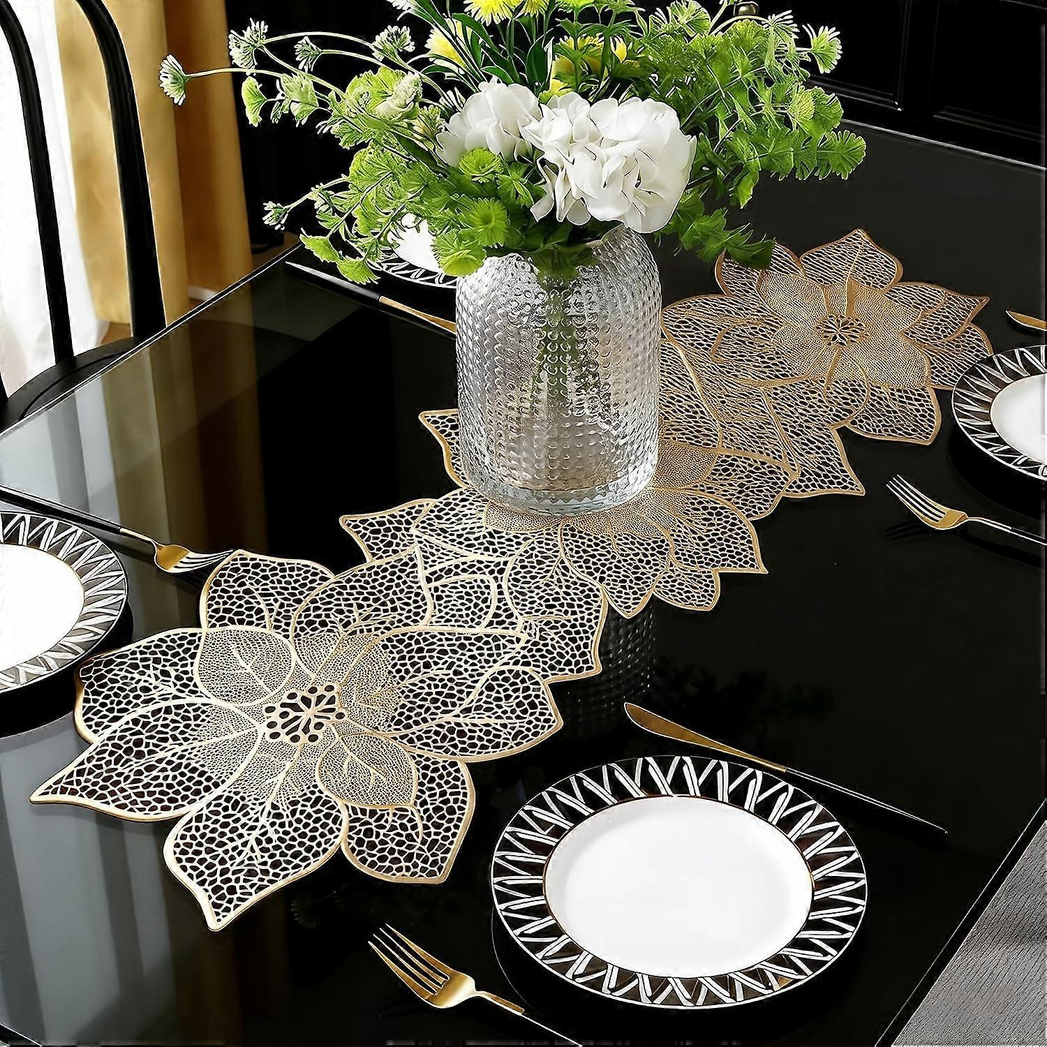 Gold Flower-Shaped Table Runner, 91 cm, for Dining Table